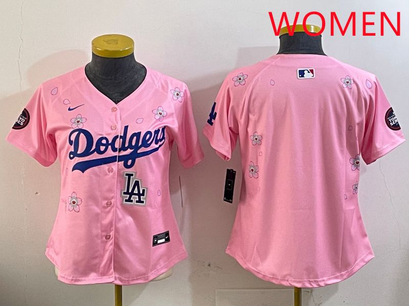 Women Los Angeles Dodgers Blank Pink Sakura Edition 2025 Nike MLB Jersey style 6